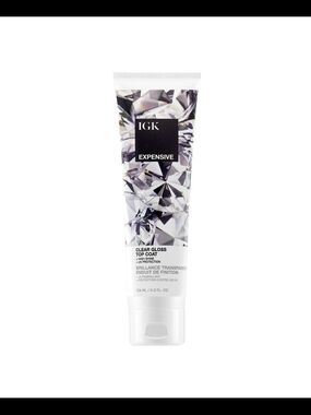 IGK Expensive Clear Gloss Top Coat - White & Silver Packaging